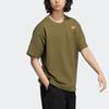Adidas Originals Trefoil Logo Print Solid Color Crew Neck Short Sleeve T-Shirt Unisex Tops Dark-Olive-Green HS1915