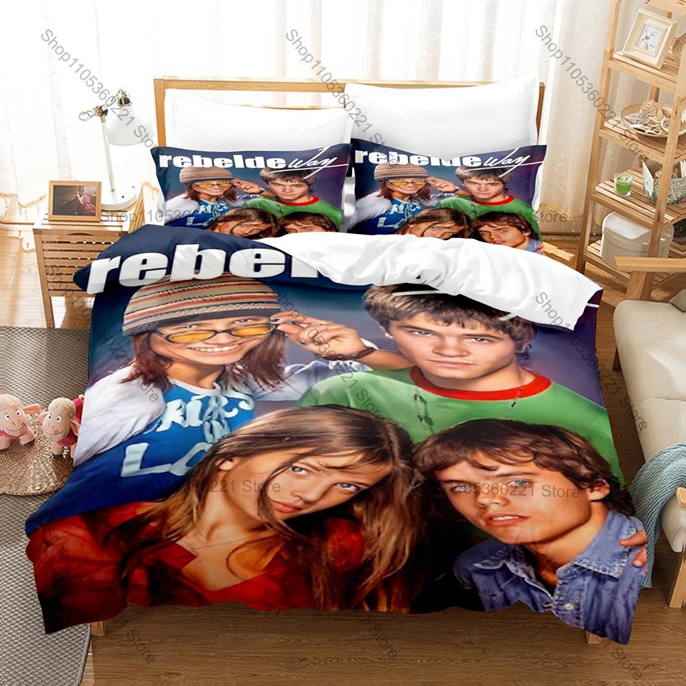 Rebelde Way Themed Duvet Cover + 2 Pillowcases Popular Show Graphic Cozy Home & Dorm Bedding