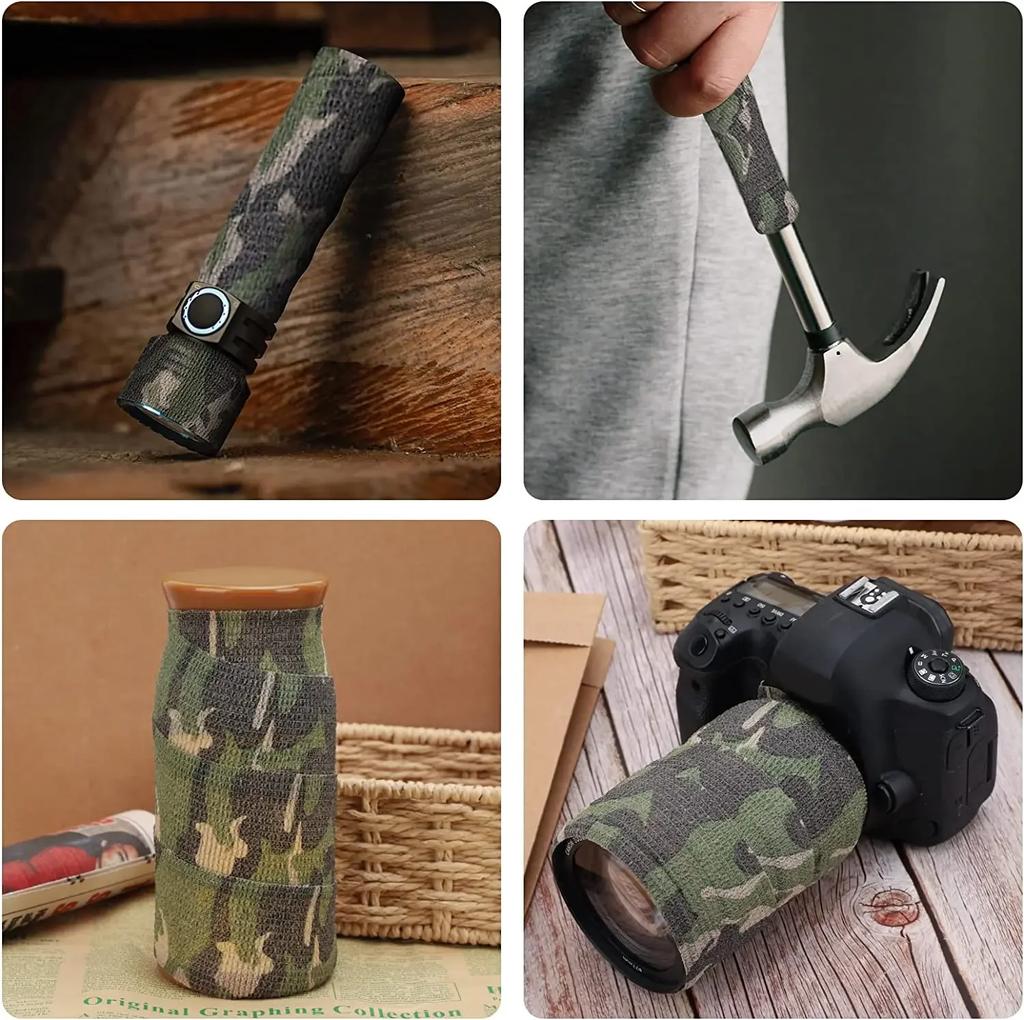 Self-Adhesive Protective Tape Wrap Tactical Camo Multi-Functional Non-Woven Fabric Stealth Tape Stretch Bandage Outdoor Hunting