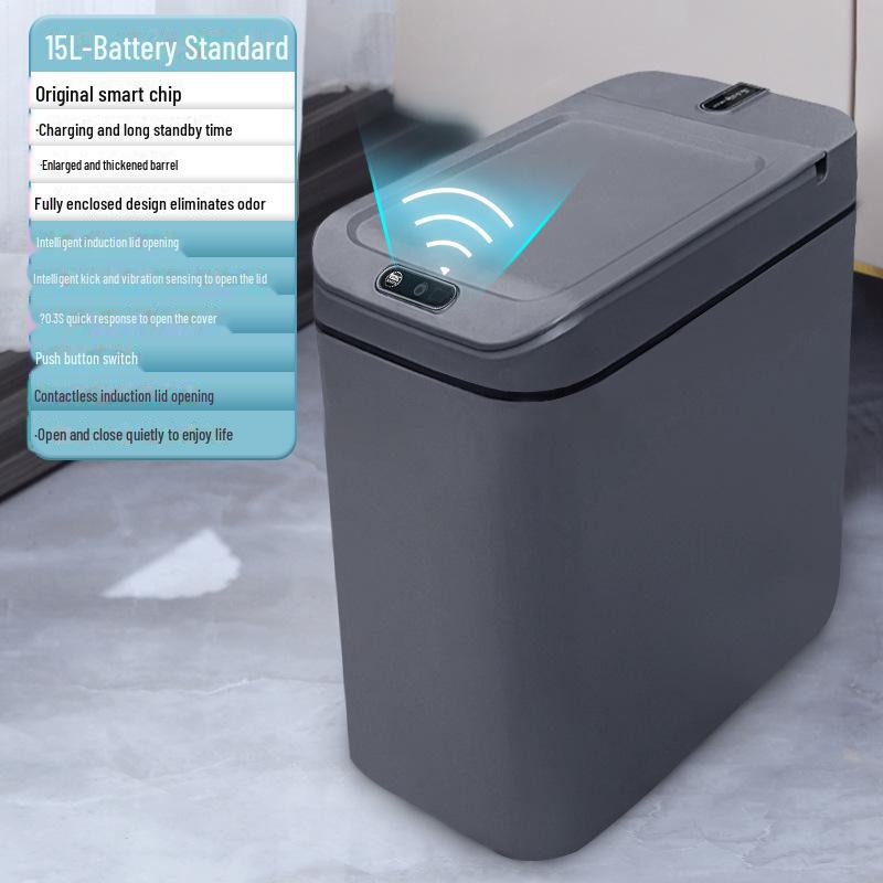 Large Capacity Smart Induction Trash Can for Kitchen and Bathroom