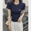 Women's Bow Embroidered Short-Sleeve T-Shirt, 2025 Slim Fit Round Neck Top