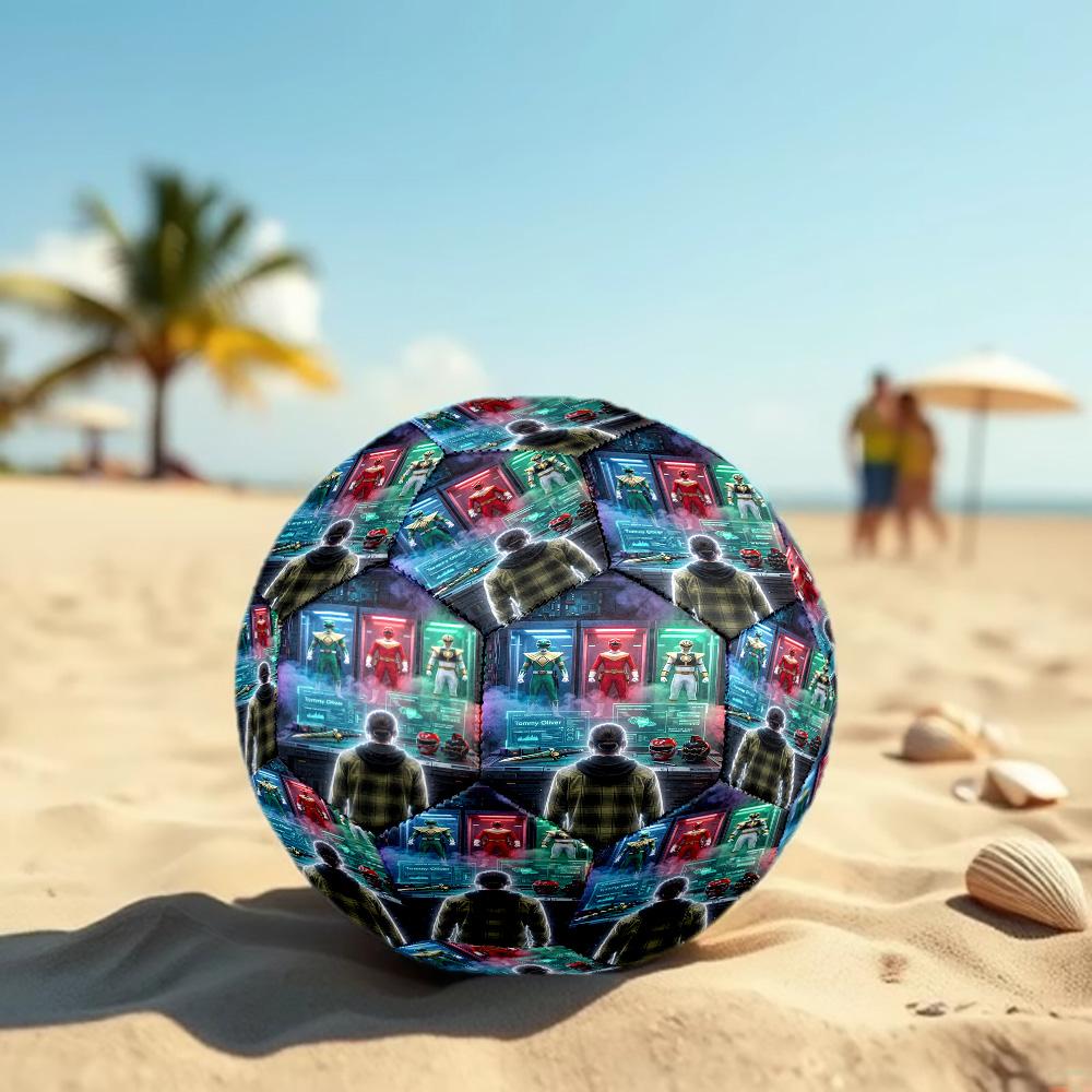 Mighty Morphin Power Rangers Print Size 5 Soccer Ball, Standard Match Football for Sports Game and Team Practice, Ideal Gift for Soccer Fans