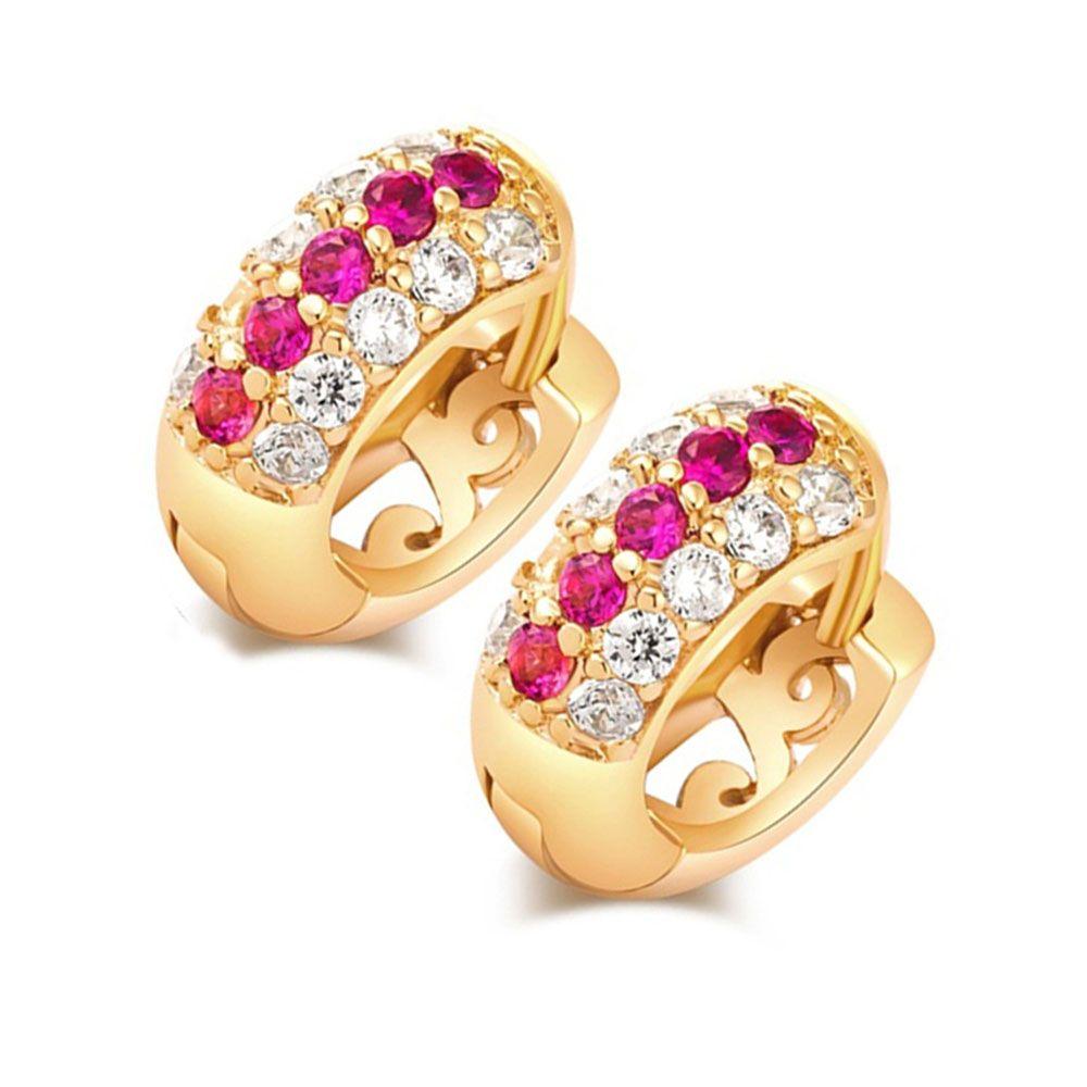 Elegant Stylish Pierced Fashion Gold Plated Gift Gems Jewelry Hoop Earrings for Women Earrings