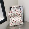 New Cute and Sweet Girl Portable Shoulder Bag Large Capacity Cherry Print Lotus Leaf Edge Tote Bag