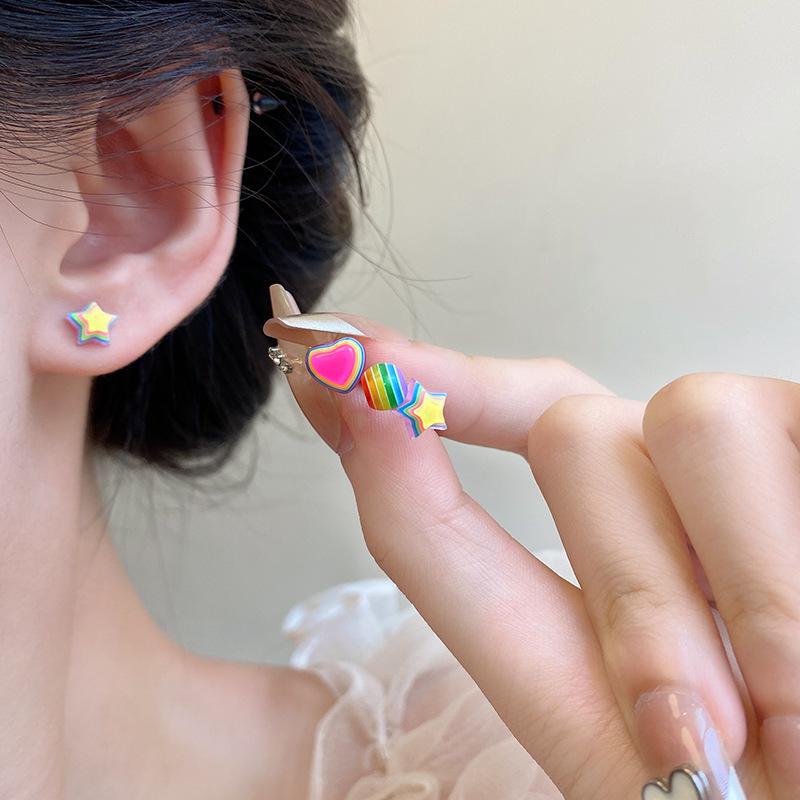 Набор серег Dopamine Candy Rainbow Star для женщин - модный дизайн о любви для студентов и влиятельных лиц