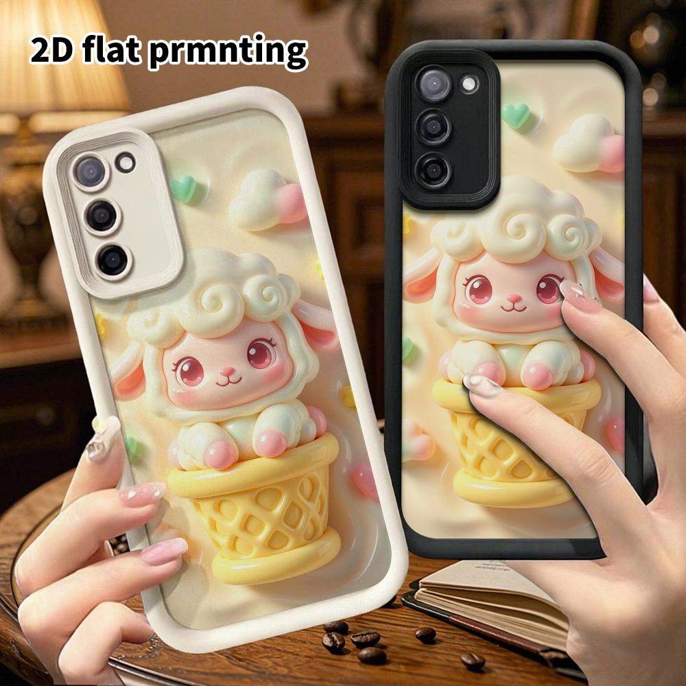 Чехол для телефона: 2D плоский дизайн, подходящий для защитного чехла Samsung Galaxy A34 A35 M05 M06 S20 S22 S21 FE Plus 5G, Мороженое Маленький Овечка, идеальный Рождест