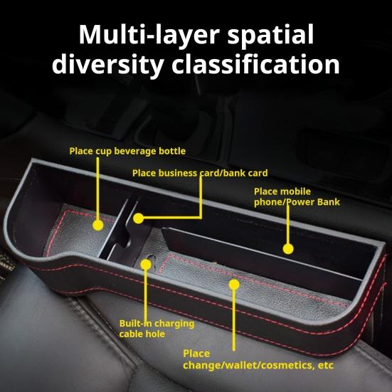 Car Seat Gap Storage Organizer with Cup Holder Large Capacity Simple Installation Auto Seat
