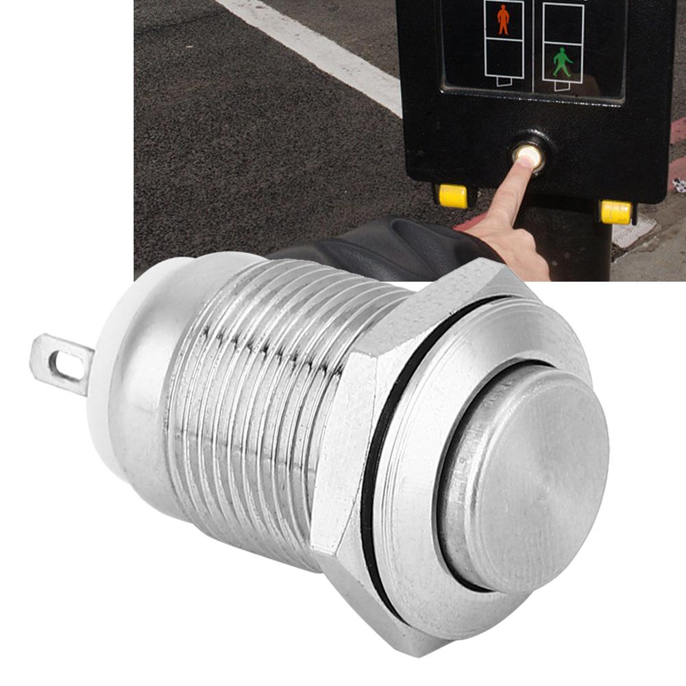 5Pcs Metal Push Button Switch 1 Normally Open 2 Pins Waterproof Self Reset Electronic Supplies(High Flush )