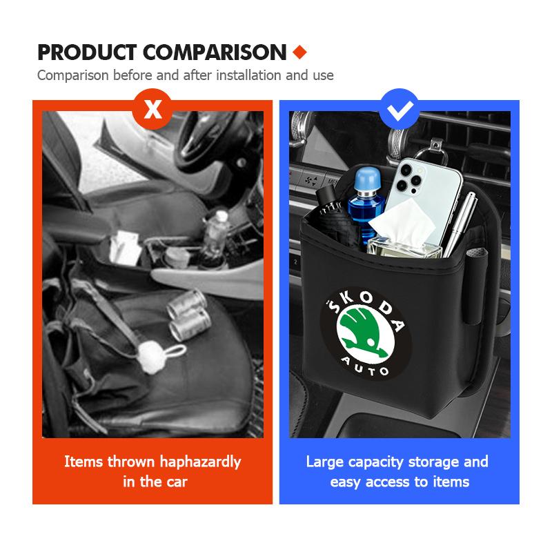 AAABT1 For Skoda Car Air Outlet Storage Box Hanging Phone Lipstick Lighter Organizer Bag Holder Kodiaq Fabia Kamiq Karoq Octavia 2 3