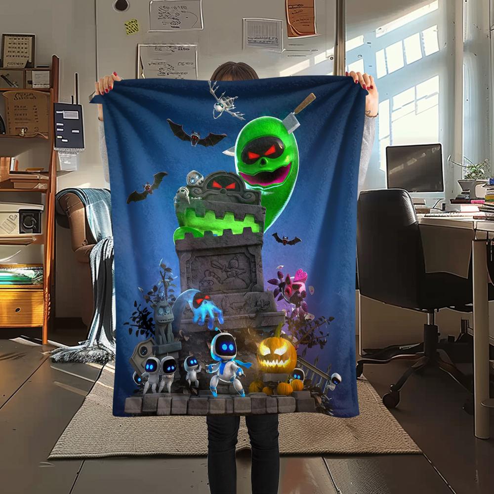 1 шт. Фланелевое одеяло с принтом ASTRO BOT, Высокое качество, Для всех сезонов, Декор для дома, Тепло и уют, Идеально для рождественских подарков