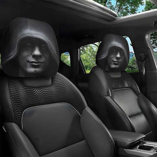 Забавные Мультяшные Чехлы на Подголовник Автомобиля, Универсальная Дышащая Эластичная Подушка-Поддержка Шеи для Сиденья, Жуткий Декор Салона Автомобиля на Хэллоуин