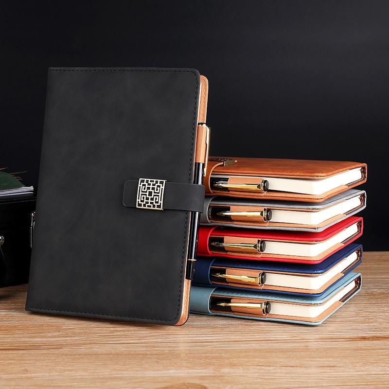 A5 Window Magnetic Buckle Business Notebook Set Imitation Leather Wireless Glue Fashion Simple Notepad Gift Meeting Diary Logo