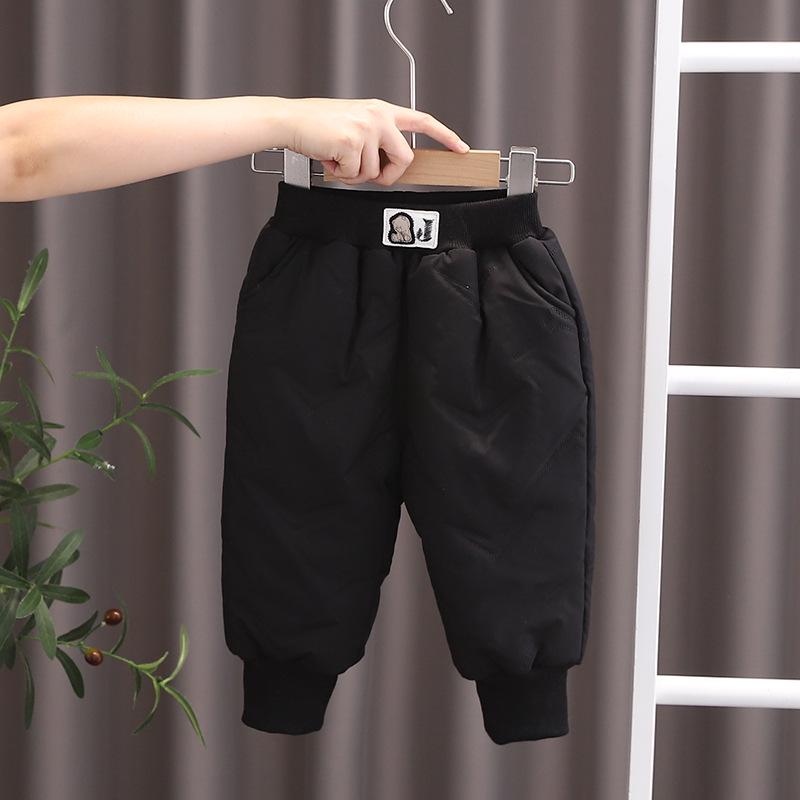 2024 Детские зимние хлопковые бархатные теплые брюки с тиснением в виде мультфильмов