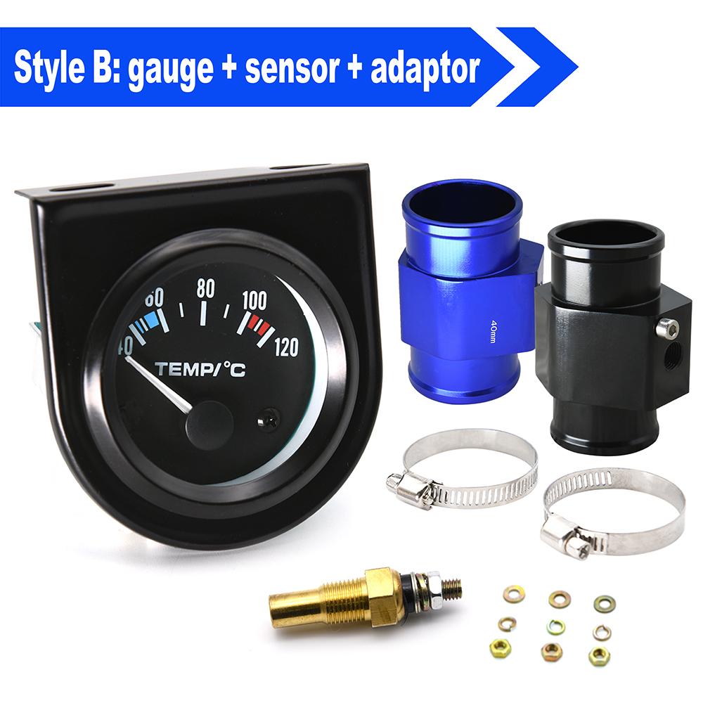 Water Temp Gauge 52MM LED 40-120 Celsius 1/8 NPT Sensor 12V Universal Car Motor Water Temperature Gauge