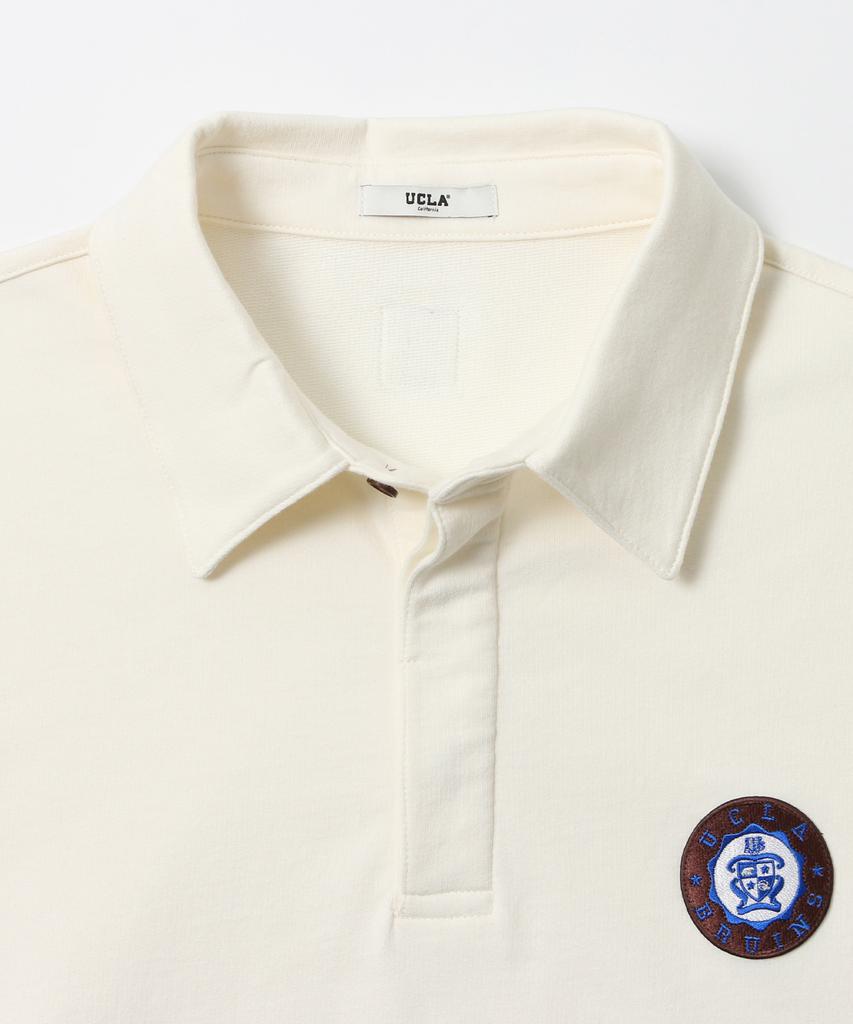 UCLA Unisex Preppy Seal Logo Long Sleeve Polo Shirt [Cream] (Ub9Lt35)