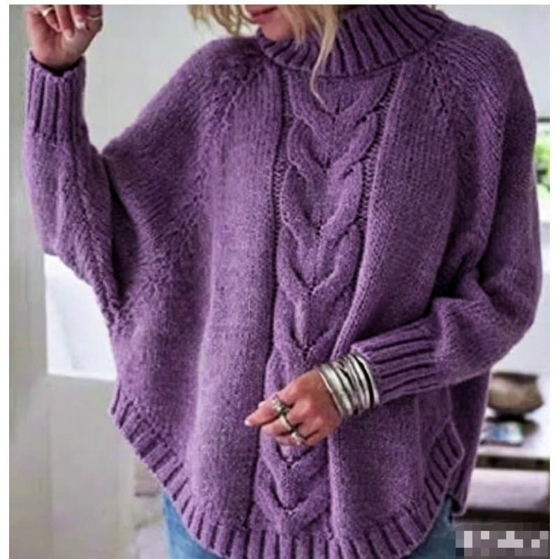 Womens Oversized Batwing Sleeve Turtleneck Knit Sweater Fall Winter 2026 Cable Loose Fit