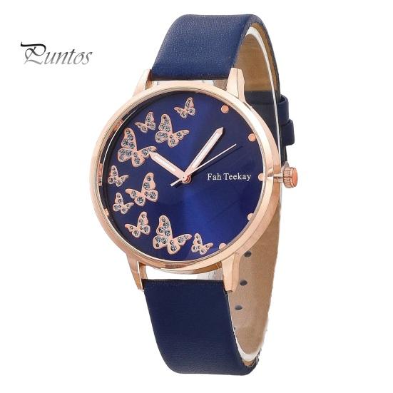 2 шт./компл. женские часы, браслет, набор, кварцевые часы, декор в виде бабочки, горный хрусталь, искусственный жемчуг, изысканный регулируемый ремешок из нержавеющей стали из искусственной кожи, женское запястье