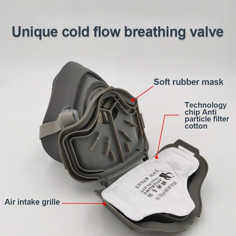 Половина лица Пылезащитная маска Респиратор Пыленепроницаемая рабочая резиновая маска Хлопковый фильтр для DIY Чистка дома Плотник Строитель Полировка