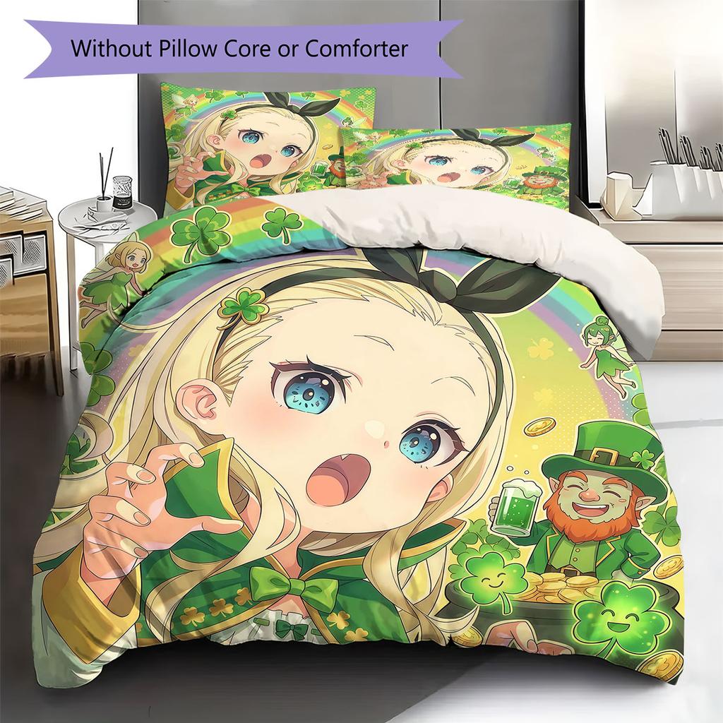 LycorisRecoil Pattern Bedding Quilt Set Quilt Cover Pillowcase Home Decoration Birthday Gift (1 * duvet cover + 2 * pillowcase, without core)