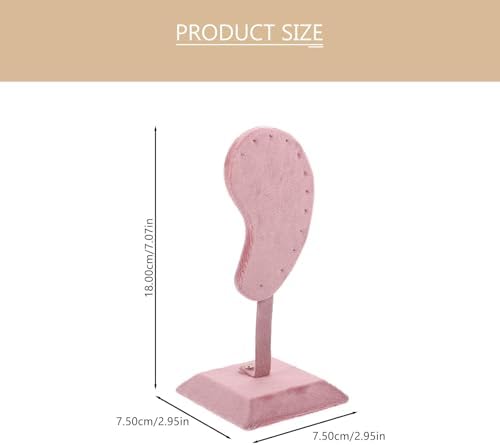 HONMEET Pink Linen Ear Shape Earring Display Stand Ear Stud Holder Jewelry Organizer for Presentation and Photography Fashion Style