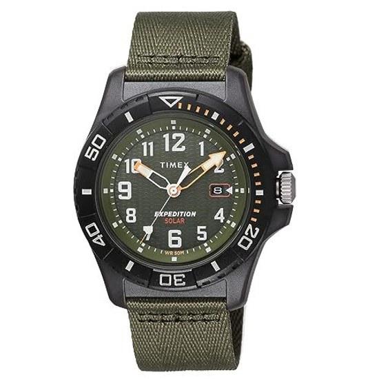 Мужские наручные часы TIMEX Expedition Free-dive Ocean Green с пластиковым корпусом, минеральным стеклом, солнечной батареей, водонепроницаемостью 5 ATM, диаметром 44 мм (TW2V40400).