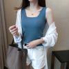 Small Suspender Women's Autumn and Winter Suit with Summer Sleeveless Short Knitted Black Vest and Bottoming Shirt Top