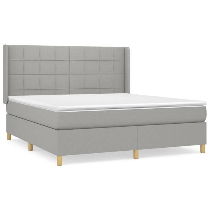 3132001 vidaXL Divan Bed with Mattress Light Grey 160x200cm Fabric