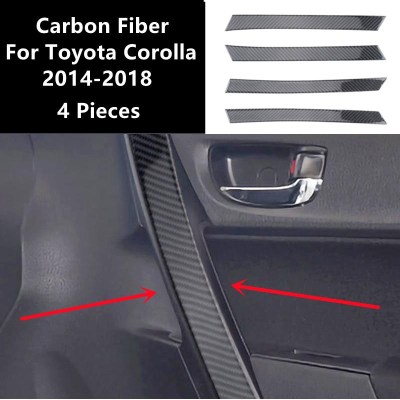 Carbon Fiber Car Interior Door Handle Windows Control Panel Armrest Cover Trim Decal Stickers For Toyota Corolla 2014 Auto