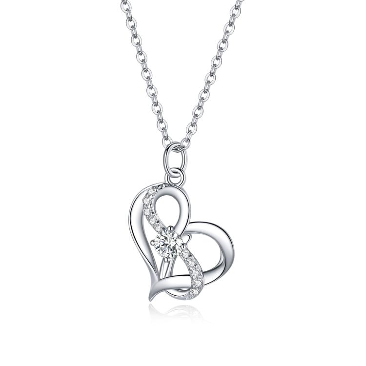 S925 Sterling Silver Heart To Heart Women Nacklace Jewelry