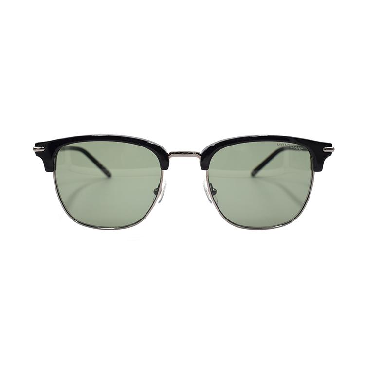 Montblanc Classique Series Retro Browline Style Holiday Travel Edition Acetate And Metal Butterfly Sunglasses Men sunglasses Black Silver MB0242S-006