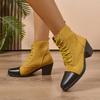 British Retro Style Pointed Head Casual Short Boots for Women Fashion Versatile Comfortable Coarse Heel Ankle Boots