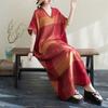 Women 2025 Plus Size Summer Casual Dress Cotton Linen Vintage Loose Basic Long Dress Stripe New