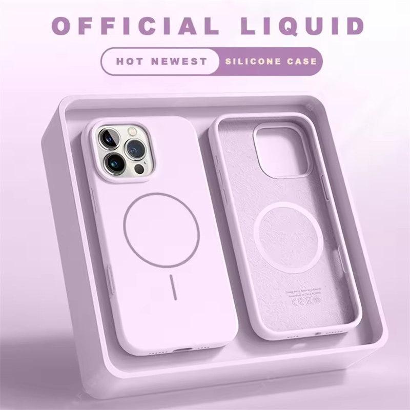 Магнитный чехол для телефона iPhone 15 14 16 Plus 11 12 13 16 Pro Max силиконовый официальный ремешок Magsafe защитный мягкий чехол