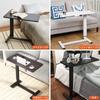Botthorse Side Foldable with Width Gas Pressure Lift Bed Rotation Table, Top, Casters, 80cm, 70~94cm, Table, 360° (walnut)