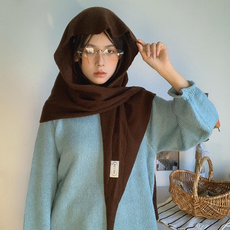 Luochi Knitting~ Шерстяной Треугольный Шарф Осенняя Мода 100% Шерсть, Стиль Корейского Блогера