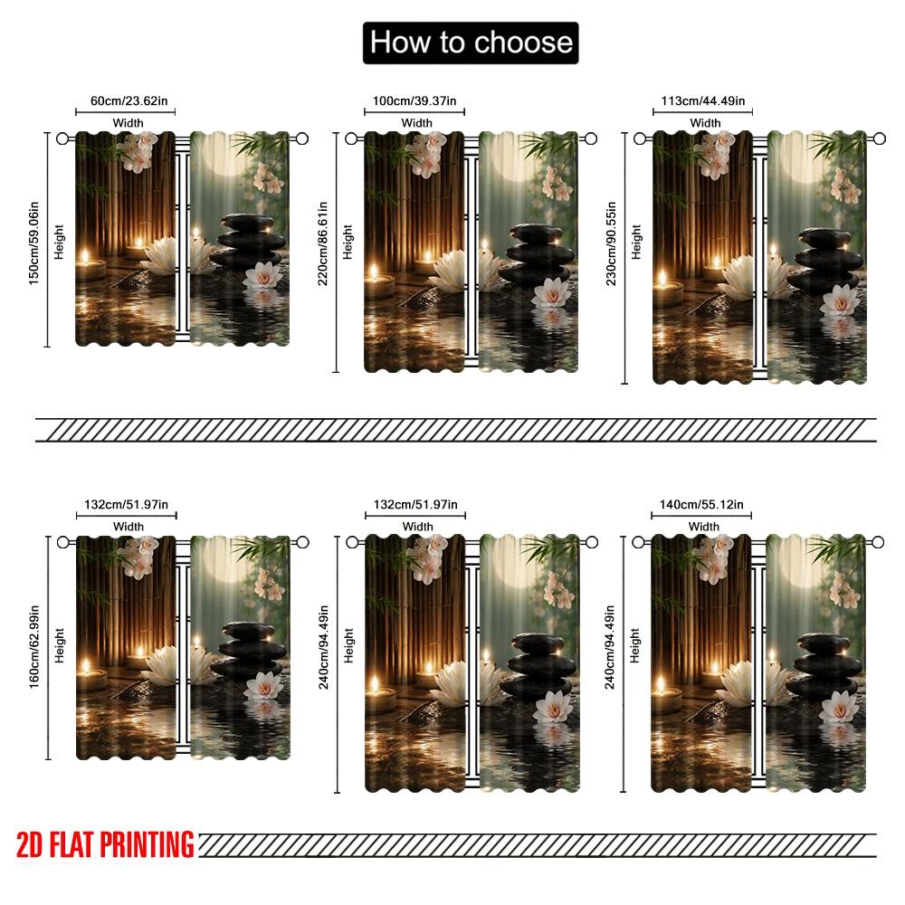 2D flat printing 2pcs Curtain Curtains Zen Spa Serenity Digital Printed Polyester Drapes Family Party Use for Indoor