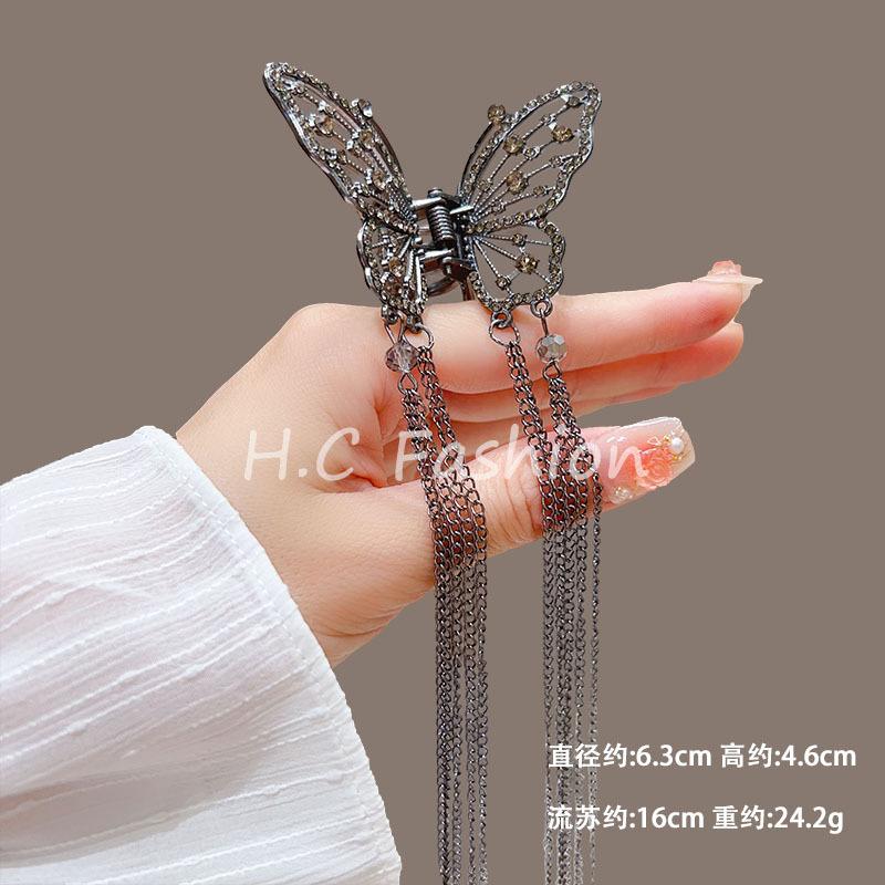 Fashion Lily of the Valley Flower Claw Clip Premium Pearl Butterfly Tassel Hair Clip Girls Elegant Hair Accessories