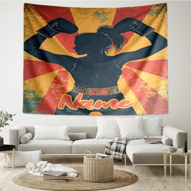 Custom Name Boxing Print Tapestry, Backdrop, Easy Setup, Ideal for Bedroom, Office & Living Room, with Aesthetic Wall Hanging Decor.