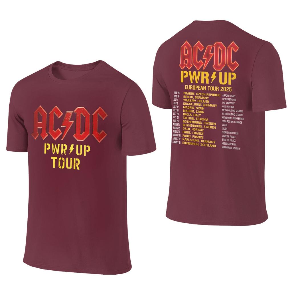 AC Pwr Up World Tour DC EUROPE 2025 Графический Принт Футболки для Мужчин Женщин Чистый Хлопок Футболка Одежда