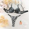 Lace Embroidery Leopard Print Push-up Bra Set - Sexy & Comfortable Women's Lingerie