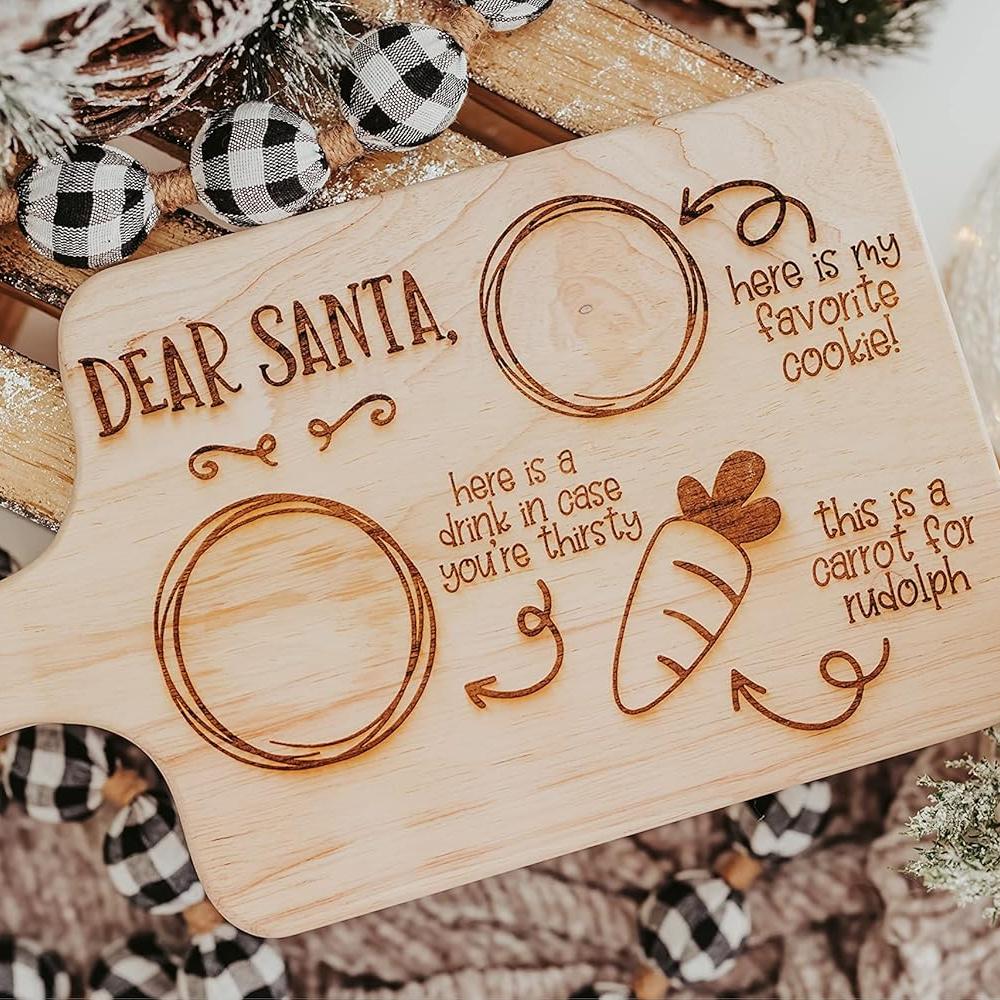 Деревянная тарелка для печенья в виде Санты, разделочная доска, декор для кухни на рождественскую вечеринку, Санта-Клаус, олени для молочного печенья, подарок на новоселье.