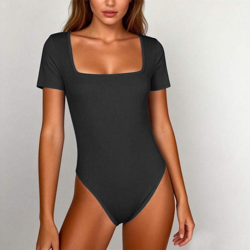 Женский летний спортивный компрессионный боди с коротким рукавом