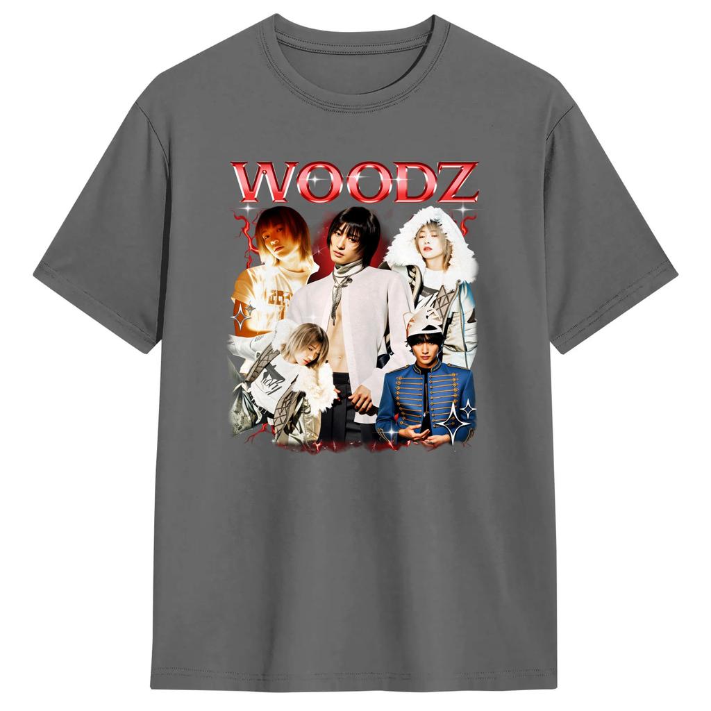 Мужские футболки WOODZ World Tour Модные хлопковые футболки с круглым вырезом и коротким рукавом Одежда больших размеров