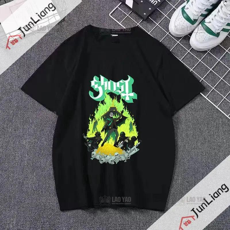 Футболка Ghost Band Unisex's Funny Unisexga Shirt Unisex Japanese Street Casual Unisexga Clothing