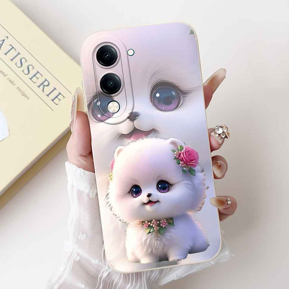 Защитные чехлы для Vivo Y04 Y 04 4G Чехол Милый Мультяшный Кролик Цветок Мягкий Силиконовый Задний Чехол Для Vivo Y04 4G 6.74" Бампер
