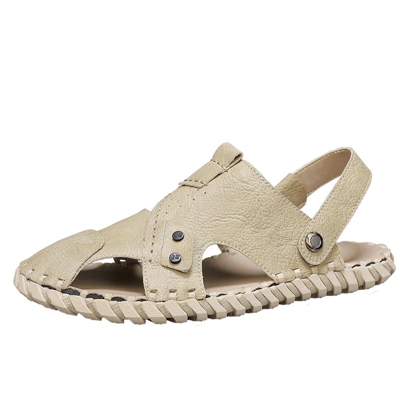 Fashion Handmade Soft Bottom Casual Men Sandals Fashion New Beach Trekking Shoes Non-Slip Quick Drying Summer Male Genuine Leather