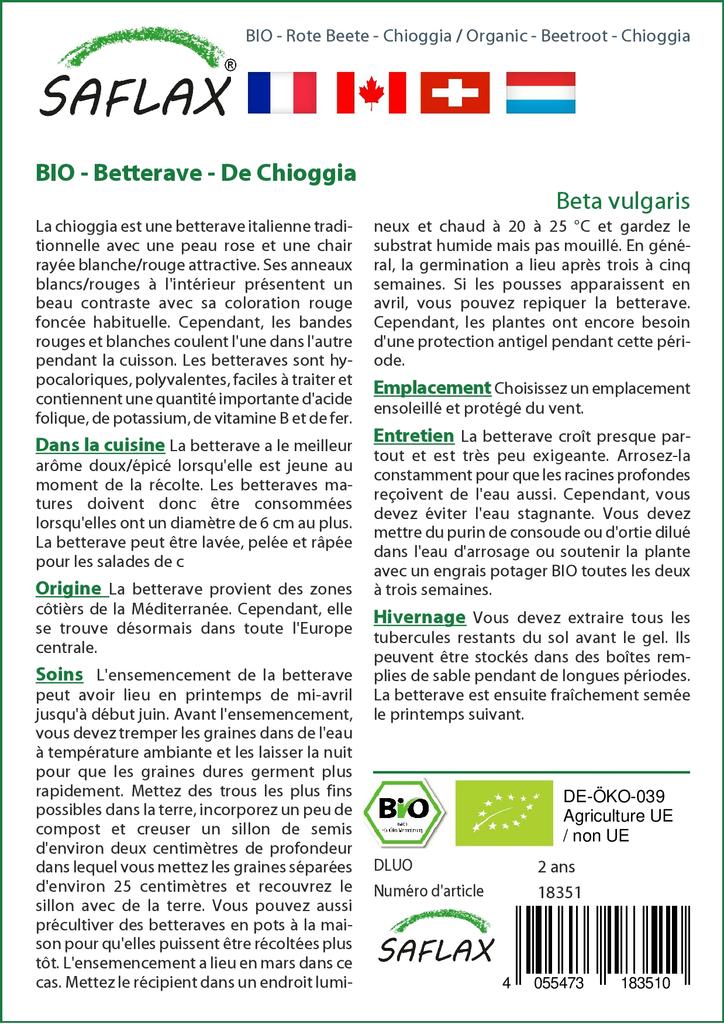 SAFLAX Сад в пакете - Органический - Свекла - Кьоджа - 70 семян - С субстратом в подходящем стоячем пакете - Beta vulgaris