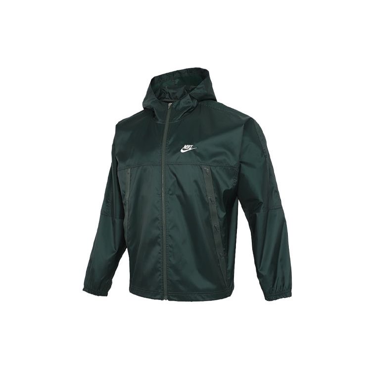 Nike Ветровка для бега с капюшоном, мужская куртка, зеленая DC6978-337