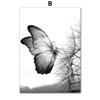 Black and White Flower Plant Picture Canvas Painting Wall Art Dandelion Butterfly Poster and Print for Modern Design Home Decor