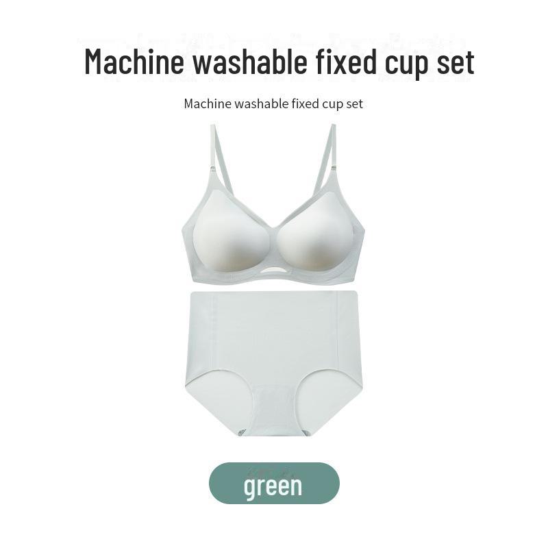 Nude Seamless Women's Underwear Set: Soft Support, No Steel Ring, Fixed Cup Sleeping Bra